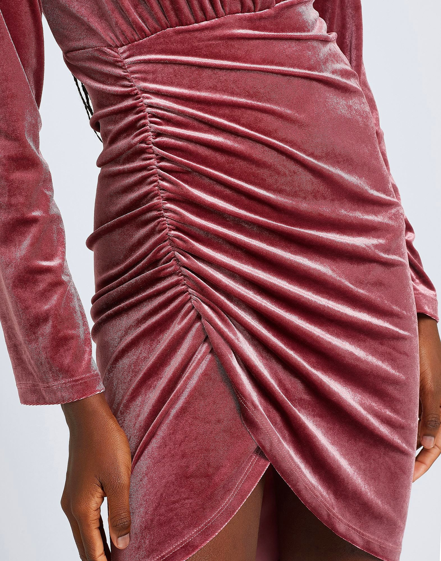 PARIOLI DRESSES - Parioli Velvet Long Sleeve  Mini Dresses - Pink