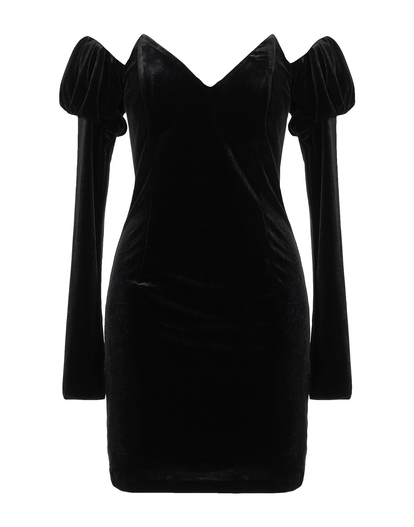 PARIOLI DRESSES - Parioli Velvet Short Long Sleeve Dress With Semi-Transparent Details - Black