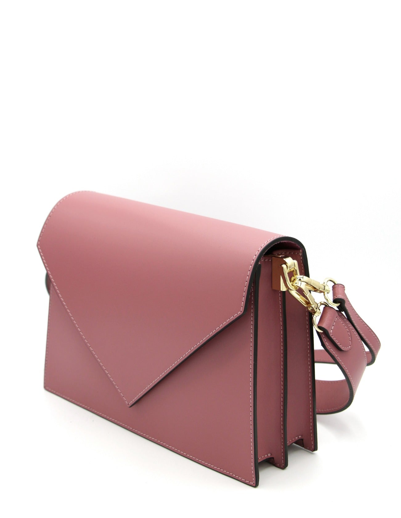 Double shoulder bag with triangular flap - PINK